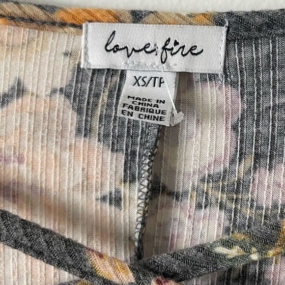 Love Fire Flowers Print RibbedT-Shirt Mini Dress Size XS - Picture 6 of 10